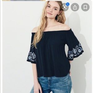 Hollister off the shoulder embroidered blouse